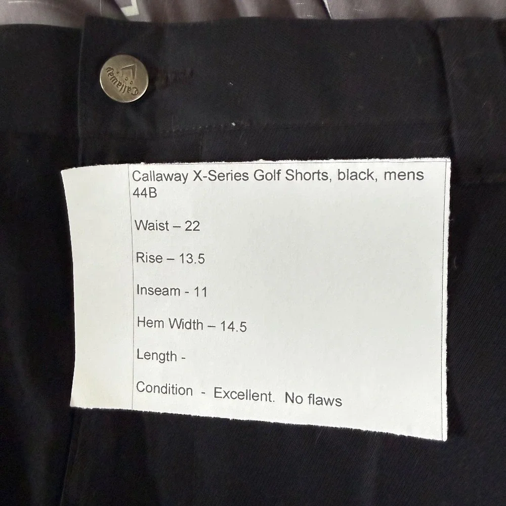 Callaway Golf X-Series Black Cargo Shorts Mens 44B Performance Athletic Sporty